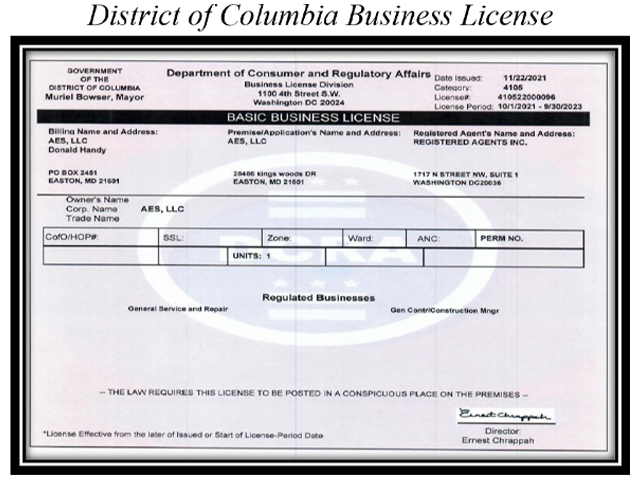 District Of Columbia Business License