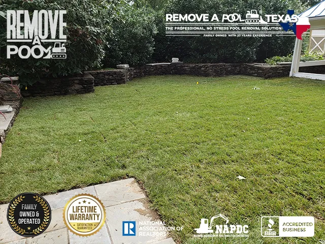 Completed Project - Final look at the completed residential pool removal project. - Remove A Pool Dallas Fort-Worth Texas - Remove A Pool DFW