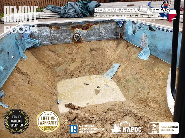 Pool Liner Removal - Removing the pool liner and any accessories to expose the underlying structure.