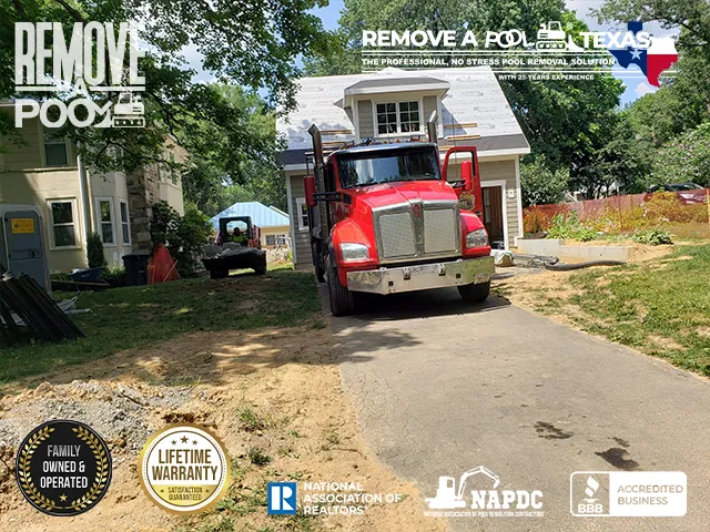 Transporting Debris - Hauling away debris from the pool demolition. - Remove A Pool Dallas Fort-Worth Texas - Remove A Pool DFW